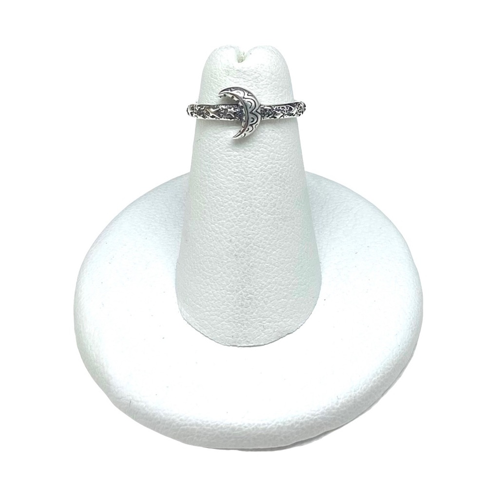 Moon & Star Toe / Midi Ring Solid Sterling Silver 925 Stack Stacking Rings Stars - Picture 2 of 4
